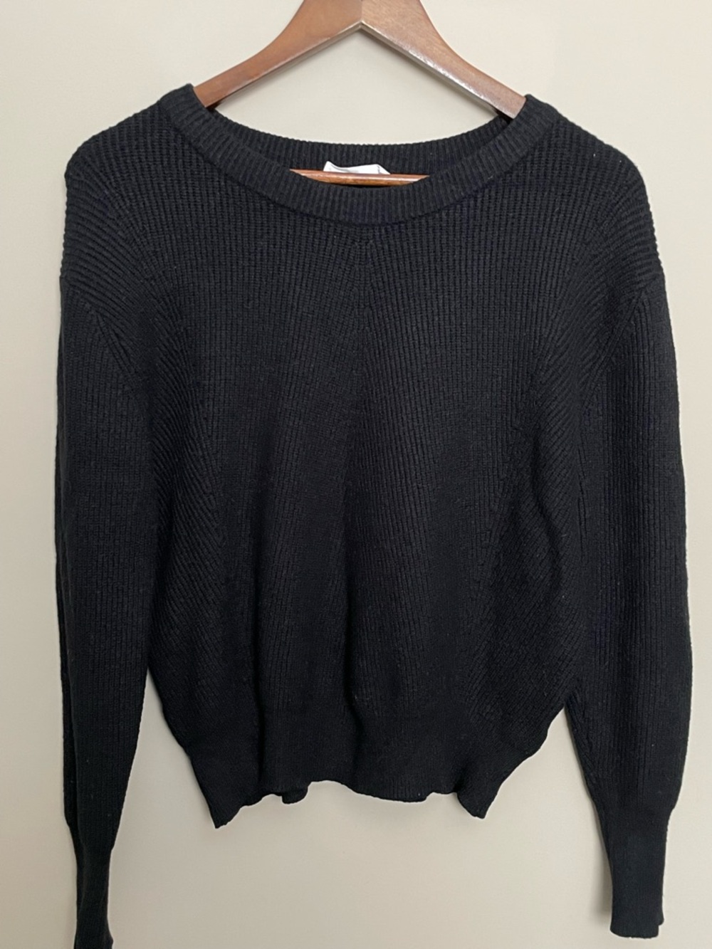 Elodie Black Ribbed Crewneck Sweater Women’s Medium